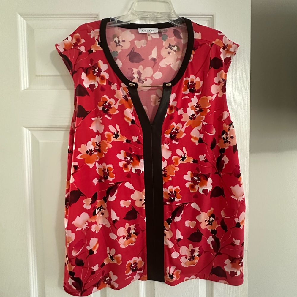 Calvin Klein Red Floral Blouse
